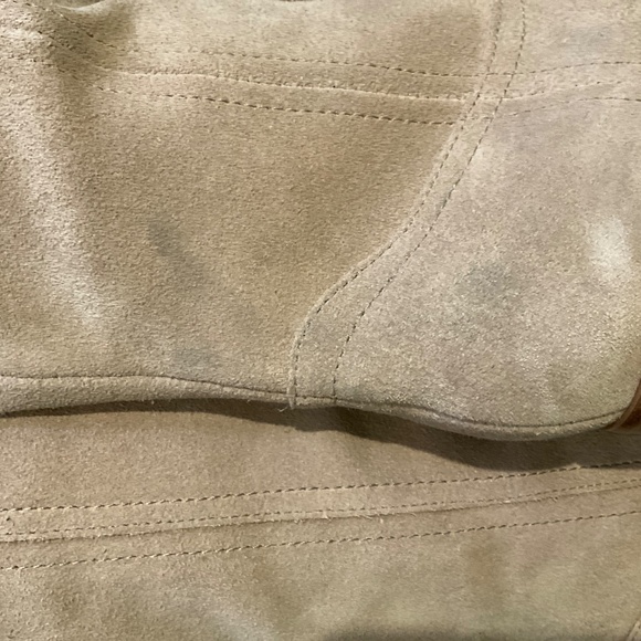 Hecee Block Heel Tailored Leather Boots Tan Suede Size 6.5 - Picture 8 of 10